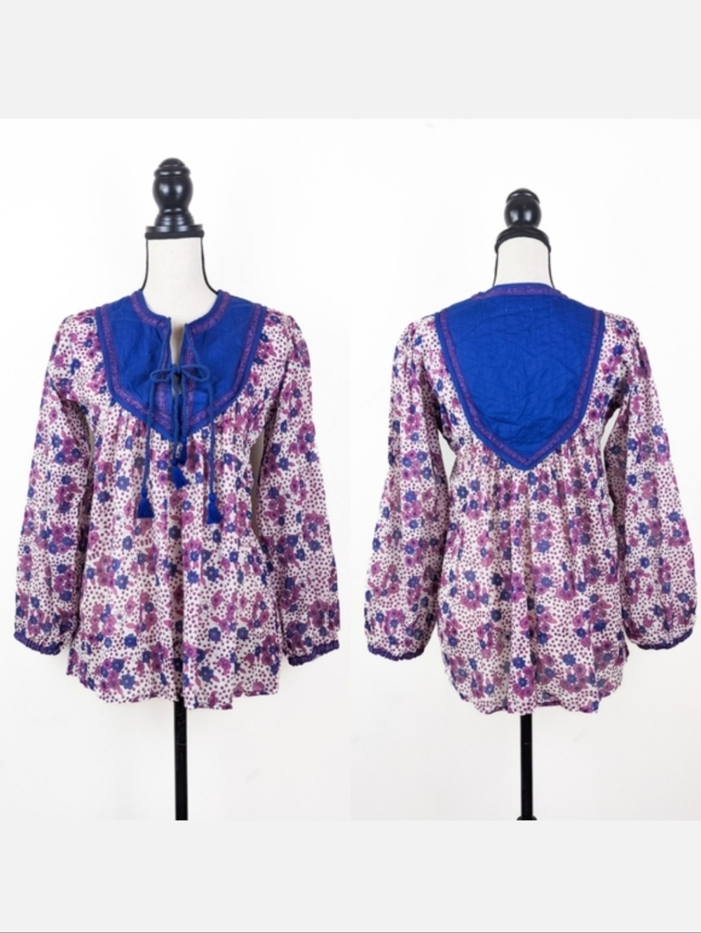 🦋LAST🦋 NWT Blue Boheme Charlotte Cotton Blouse, Vintage Blue